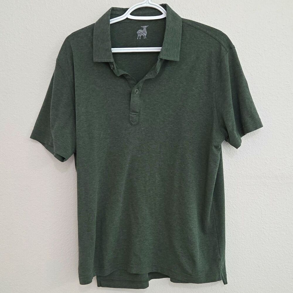 Raffi Green Cotton Polo Shirt Size L Solid Logo Knit Collared Button